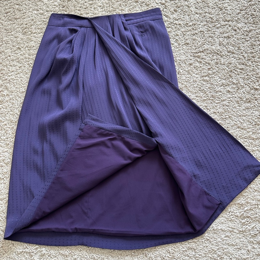 MM Lafleur The Lenox Skirt Foulard High Rise Deep Purple Knee Length Skirt -6(M) - Picture 9 of 12